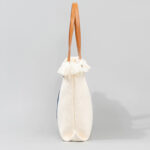 Buddha Stones Large Capacity Evil Eye Leaf Hamsa Tassel Canvas Tote Shoulder Bag Shoulder Bag BS 6