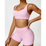 Buddha Stones Gym Sports Yoga Backless Bra Crop Tank Top Shorts 2-Piece Outfit BS 38