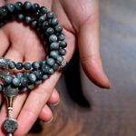 Buddha Stones 925 Sterling Silver 108 Mala Beads Eagle's Eye Stone Moonstone Positive Bracelet Mala Bracelet BS 6