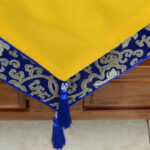 Buddha Stones Prayer Altar Flower Vajra Dragon Pattern Tibetan Auspicious Symbols Tassels Jacquard Table Runner Prayer Altar BS 6
