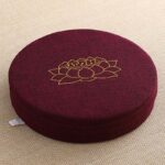 Buddha Stones Lotus Embroidery Cotton Linen Meditation Seat Cushion Decorations BS Soft 40cm*10cm Maroon