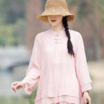 Buddha Stones 2Pcs Plain Design Top Pants Meditation Yoga Zen Tai Chi Cotton Linen Clothing Women's Set Clothes BS 13