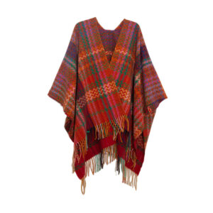 Buddha Stones Tibetan Shawl Colorful Wavy Line Tassels Winter Cozy Travel Scarf Wrap Tibetan Shawl BS Red Colorful 155*130cm