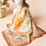 Buddha Stones Dunhuang Riyue Mountain 100% Mulberry Silk Scarf Dunhuang Shawl Silk Scarf BS 1