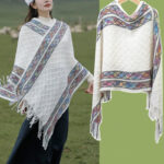 Buddha Stones Tibetan Colorful Striped Rhombus Pattern Shawl Tassels Pullover Winter Cozy Travel Scarf Wrap Tibetan Shawl BS 4