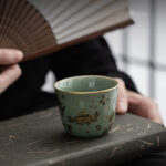 Buddha Stones Butterfly Flower Lotus Koi Fish Plum Blossom Ceramic Teacup Kung Fu Tea Cup 100ml Cup BS 15