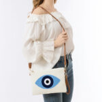 Buddha Stones Evil Eye Leaf Hamsa Canvas Crossbody Bag Shoulder Bag Handbag Crossbody Bag BS 7