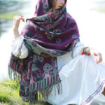 Buddha Stones Tibetan Flower Floral Leaves Pattern Design Shawl Cozy Travel Scarf Wrap Tibetan Shawl BS 18