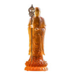 Buddha Stones Handmade Ksitigarbha Bodhisattva Figurine Liuli Crystal Art Piece Serenity Statue Home Decoration Decorations BS 12