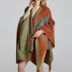 Tibetan Orange Shawl Warm Cloak Scarf Tibetan Shawl BS 12