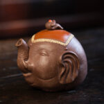 Buddha Stones Cute Elephant Auspicious Clouds Purple Clay Ceramic Teapot Teapot BS Elephant(220ml)