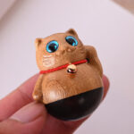 Buddha Stones Mini Lucky Cat Kitten Phoebe Zhennan Wood Blessing Decoration Decorations BS 2