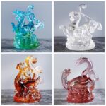 Buddha Stones Feng Shui Four Symbols Azure Dragon Handmade Liuli Crystal Art Piece Home Office Decoration Decorations BS 1
