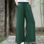 Buddha Stones Plain Wide Leg Pants Dance Women's Yoga Pants With Pockets Wide Leg Pants BS 51