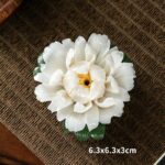 Buddha Stones Tibetan Lotus Blessing Ceramic Stick Incense Burner Decoration Incense Burner BS White