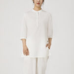 Buddha Stones 2Pcs Solid Color Three Quarter Shirt Top Pants Meditation Zen Tai Chi Cotton Linen Clothing Women's Set Women's Meditation Cloth BS White(Top&Pants) 2XL(Bust 112cm/Waist 70-104cm/Pants Length 101cm)