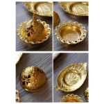 Buddha Stones Tibetan Gold Mini Leaf Coaster Meditation Incense Burner Incense Burner BS 9
