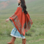 Buddha Stones Tibetan Shawl Simple Pattern Winter Cozy Travel Scarf Wrap Tibetan Shawl BS 14