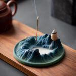 Buddha Stones Creative Mountain River Ceramic Healing Backflow Incense Burner Incense Burner BS Mountains And River