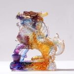 Buddha Stones Feng Shui Kirin Handmade Liuli Crystal Art Piece Fortune Home Office Decoration Decorations BS 8