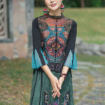 Buddha Stones Vintage Style Embroidery Flower Tang Suit Design Sleeveless Vest Waistcoat BS Black(Vest Only) 2XL(Bust 100cm/Shoulder 40cm/Length 59cm)