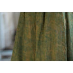 Buddha Stones Green Yellow Ramie Linen Flexible Waistband Wide Leg Pants With Pockets Women's Wide Leg Pants BS 12