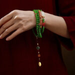 Buddha Stones 108 Mala Beads Cyan Jade Red Agate Laughing Buddha Luck Bracelet Mala Bracelet BS 2