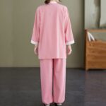 Buddha Stones 2Pcs Vintage Long Sleeve Shirt Top Pants Meditation Zen Tai Chi Cotton Linen Clothing Women's Set Women's Meditation Cloth BS 3