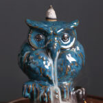 Buddha Stones Cute Owl Ceramic Backflow Smoke Fountain Meditation Healing Incense Burner Decoration Incense Burner BS 2