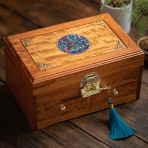 Buddha Stones Antique Handmade Rosewood Jewelry Storage Box Lockable Large Double Layer Flower Wooden Gift Organizer Box Jewelry Storage Box BS Rosewood 25.5*12.5*17cm