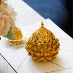 Buddha Stones Gold Pine Cone Pattern Spiritual Rituals Mini Incense Burner Home Tabletop Decor Incense Burner BS 12