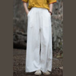 Buddha Stones Retro Wide Leg Pants Casual Women's Yoga Pants With Pockets Wide Leg Pants BS 6