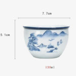 Buddha Stones Koi Fish Lotus Flower Leaf Mountains Tree Ceramic Teacup Kung Fu Tea Cup 130ml Cup BS 11