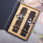 Buddha Stones Butterfly Flower Ebony Wood Bookmarks With Gift Box Bookmarks BS 2Pcs Ebony Butterfly Flower