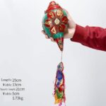 Buddha Stones Tibetan Handmade Shankha Om Mani Padme Hum Buddha Avalokitesvara Turquoise Conch Shell Positive Decoration Decorations BS Om Mani Padme Hum-Four-armed Avalokitesvara 25*13cm