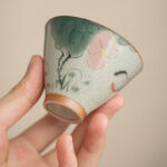 Buddha Stones Persimmon Boat Koi Fish Lotus Ceramic Teacup Kung Fu Tea Cup 50ml Cup BS 6