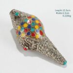 Buddha Stones Tibetan Handmade Natural Shankha Colorful Conch Shell Seashell Wealth Home Decoration Decorations BS Small 10*3.5cm