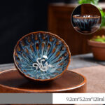 Buddha Stones Lotus Peacock Dragon Phoenix Koi Fish Ceramic Teacup Gold Silver Inlaid Tea Cups 120ml Cup BS Silver Phoenix