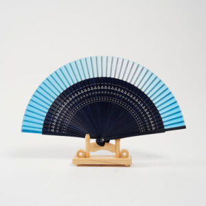 Buddha Stones Gradient Color Hollow Engraved Handheld Bamboo Folding Fan Folding Fan BS Gradient Blue 20cm