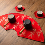 Buddha Stones Vintage Sea Wave Bamboo Plum Blossom Embroidered Cup Mat Pad Tea Cup Coaster Kung Fu Tea Mat Tea Mat BS 27