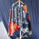 Buddha Stones Blue Red Peony Flowers Patchwork Cotton Linen Harem Pants With Pockets Women's Harem Pants BS 6