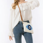 Buddha Stones Evil Eye Leaf Hamsa Canvas Crossbody Bag Shoulder Bag Handbag Crossbody Bag BS 9
