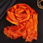 Buddha Stones Tibetan Blessing Auspicious 5 Colors Jacquard Khata Decoration Decorations BS Orange