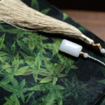 Buddha Stones Bamboo Leaves Butterfly Koi Fish Bamboo Handles Handbag Handbags BS 8