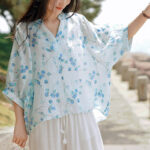 Buddha Stones Fruits Leaves Pattern Lantern Sleeve Top Loose Tee T-shirt T-shirt BS 2