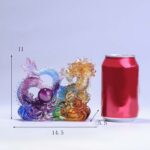 Buddha Stones Year of the Dragon Handmade Dragon Playing With Pearl Ingot Liuli Crystal Art Piece Protection Home Office Decoration Decorations BS 6