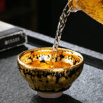 Buddha Stones 24K Gold Spot Pattern Chinese Jianzhan Ceramic Teacup Kung Fu Tea Cup Bowl With Gift Box Jian Zhan Tea Cup BS 3