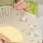 Buddha Stones Jasmine Flowers Handheld Bamboo Folding Fan Folding Fan BS 3