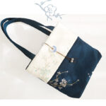 Buddha Stones Pear Flower Plum Peach Blossom Bamboo Embroidery Canvas Large Capacity Shoulder Bag Tote Bag Bag BS 30