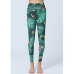 Buddha Stones Leaves Print Pants Sports Fitness Yoga High Waist Leggings Women's Yoga Pants Leggings BS 1
